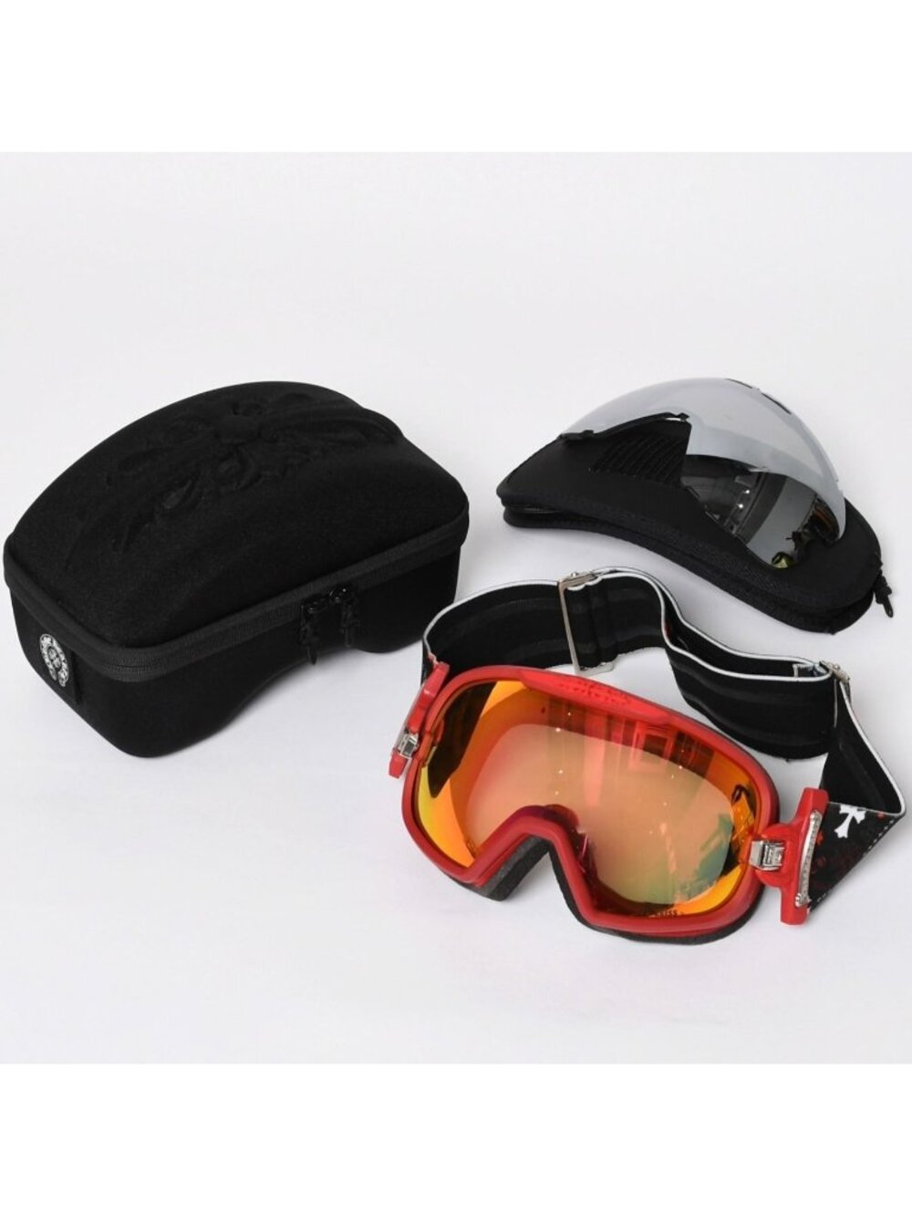 Chrome Hearts Silver Moaning Morning Ski Goggles Snow CH Plus Scroll Label